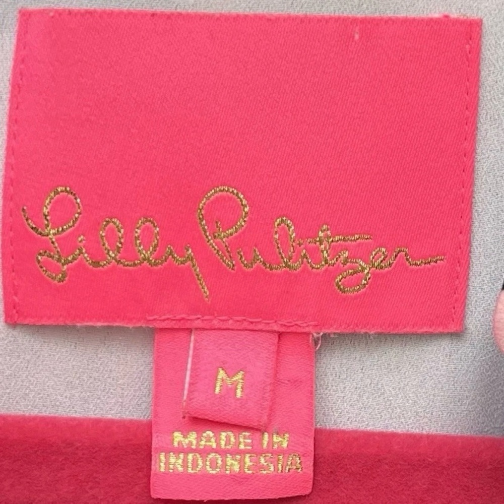 Lilly Pulitzer Arella Dress Onyx Twilight Coral Tiered Swing Mini M Boho Preppy - Picture 3 of 10
